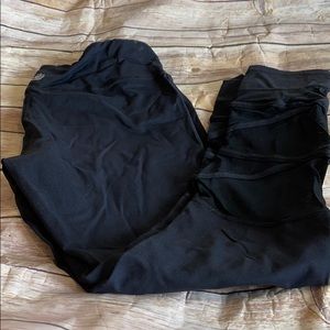 Bright black leggings with mesh cutouts